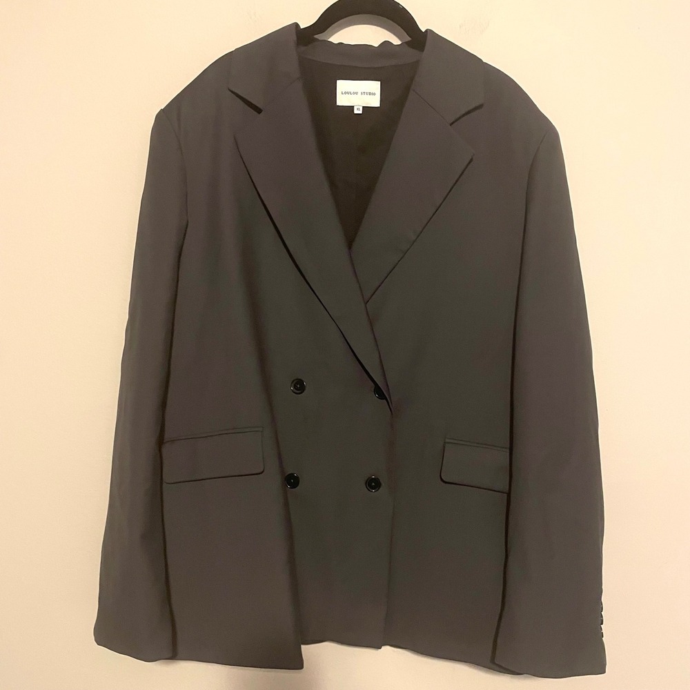 Loulou Studio Donau Double Breasted Wool Blazer XL Classic career minimalist